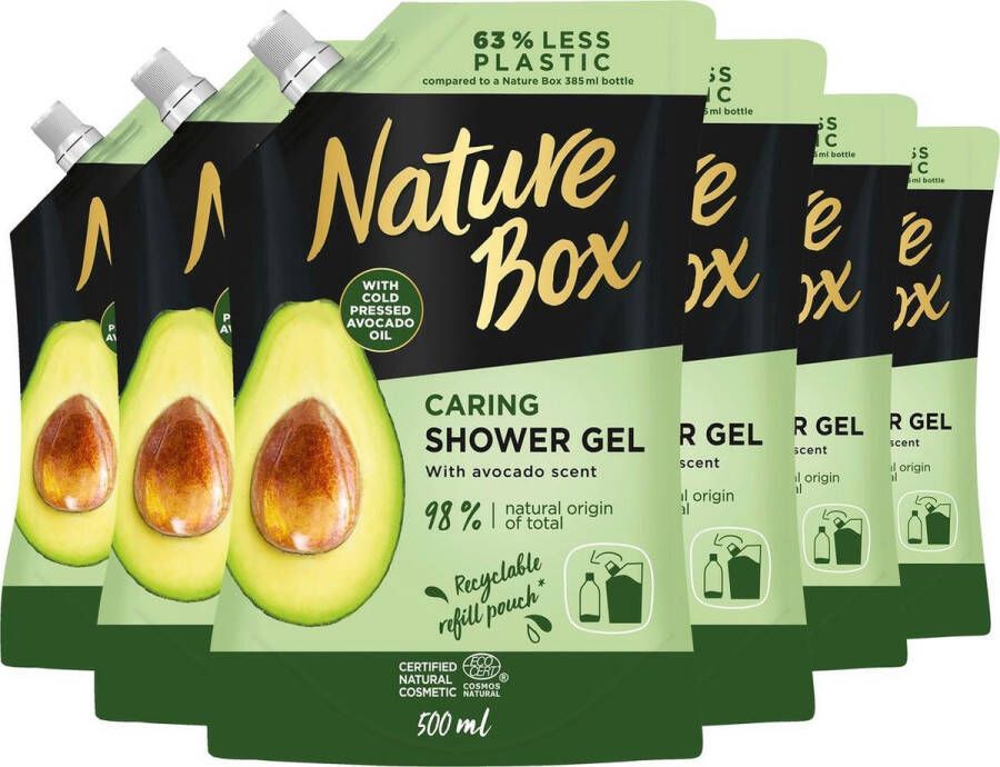 Nature Box Avocado Shower Gel Refill Douchegel Refill Voordeelverpakking 6 x 500 ml