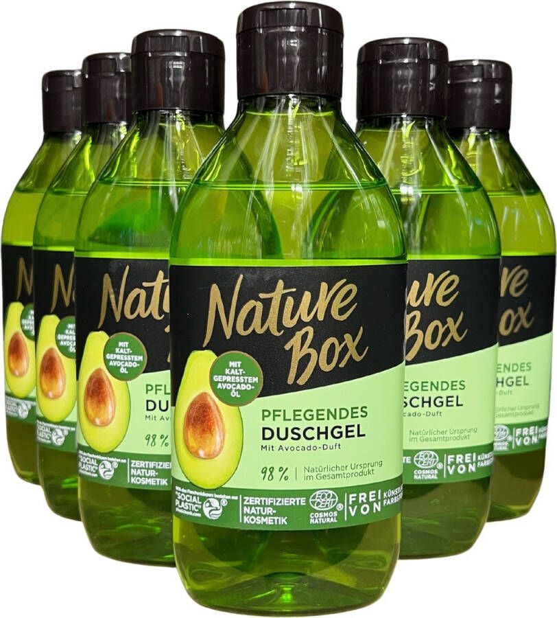 Nature Box Avocado Vegan Douchegel 6 x 250 ml Grootverpakking