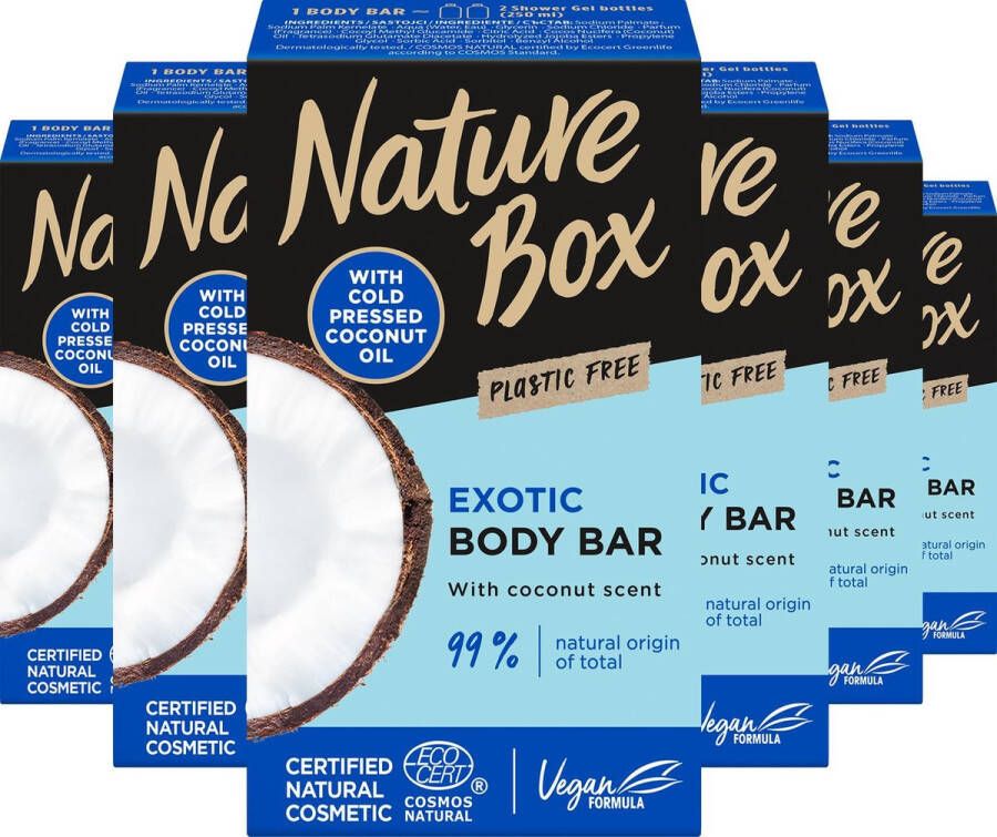 Nature Box Coconut shower bar 6 x 100 gr voordeelverpakking