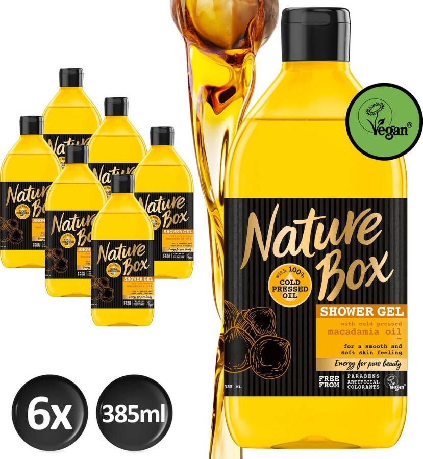 Nature Box Macadamia Vegan Douchegel 385ml 6 stuks Voordeelverpakking