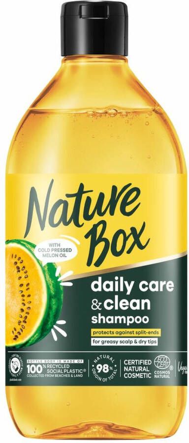 Nature Box Melon Oil reinigende shampoo voor vette hoofdhuid en droge punten met gele watermeloenzaadolie 385ml