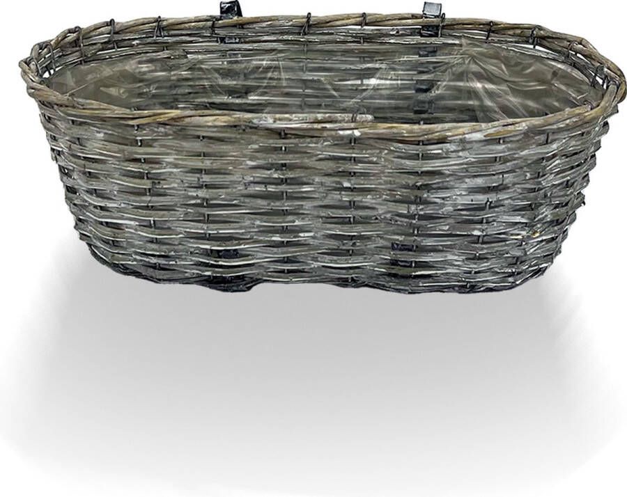 Nature Garden Naturn Garden™ Rotan balkonbak Ovaal 46 x 22 x 17 cm Balkonbakken met ophanging Grijs