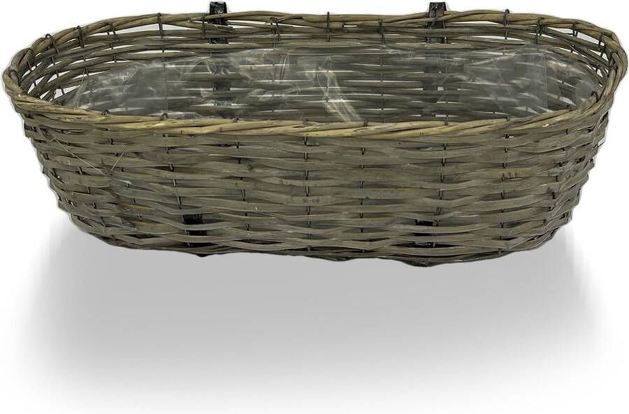 Nature Garden Naturn Garden™ Rotan balkonbak Ovaal 56 x 22 x 17 cm Balkonbakken met ophanging Grijs