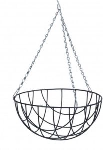 Nature Hanging Basket Plantenbak Grijs Met Ketting 17 X 35 X 35 Cm Metaaldraad Hangende Bloemenmand Plantenbakken