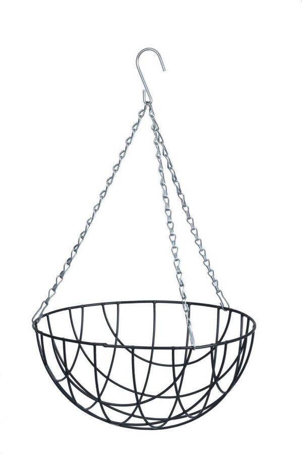 Nature Hanging Basket Plantenbak Donkergrijs Met Ketting 16 X 30 X 30 Cm Metaaldraad Hangende Bloemen Plantenbakken