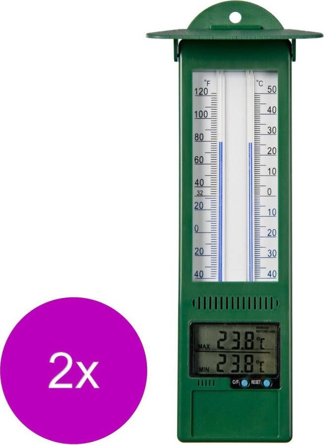 Nature Min-Max Thermometer 2 x 3x9.5x24 cm Groen
