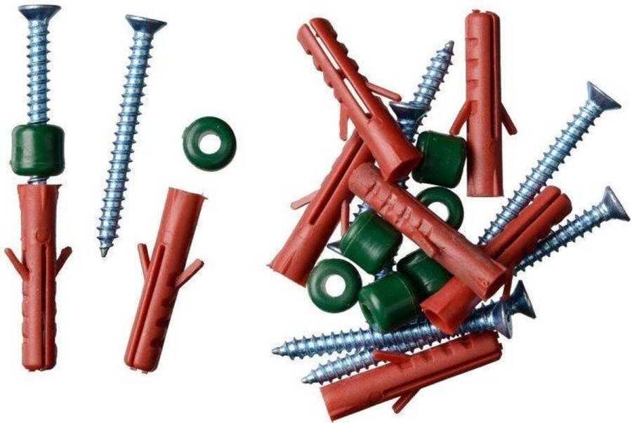 Nature Bevestigingsset Voor Klimrekken Pluggen (8mm) Schroeven (6mm) Spacers 8 Stuks