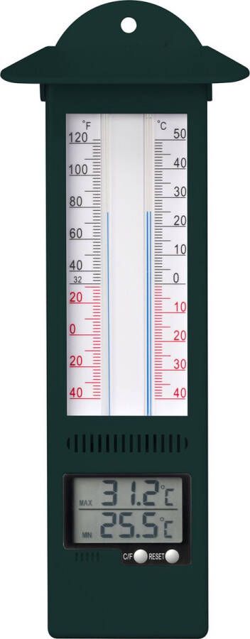 Merkloos Sans marque Binnen buiten digitale thermometer groen van kunststof 9.5 x 24 cm buitenthemometers raamthermometers kozijnthermometers