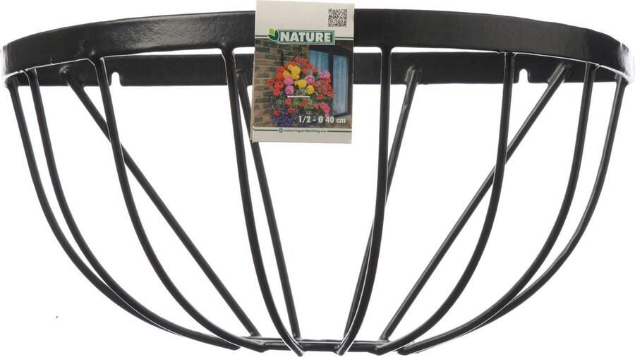 Nature Hanging basket Muurkorf Smeedijzer- Zwart H19 x een halve cirkel dia. 40cm