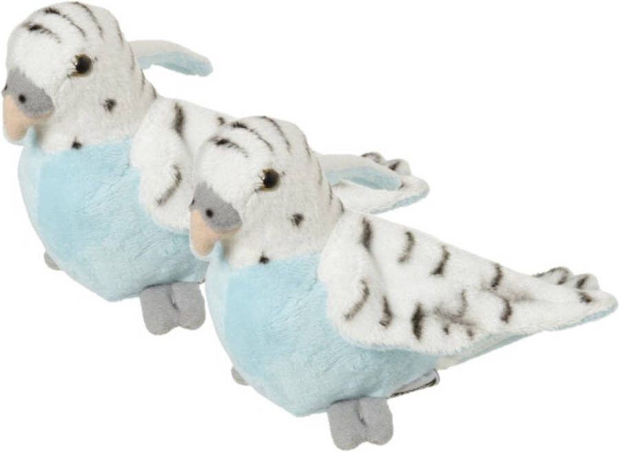 Nature planet 2x stuks pluche blauwe grasparkiet knuffel 16 cm Tropische vogels knuffels