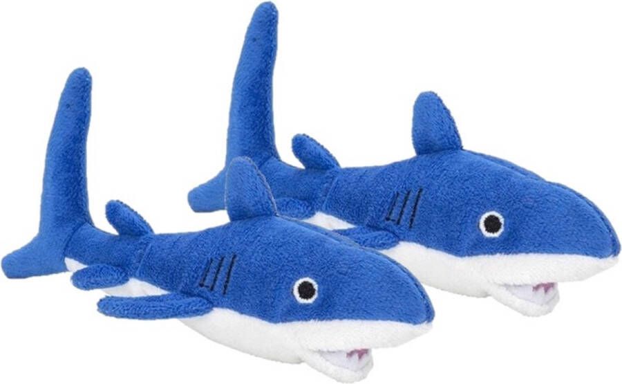 Nature planet 2x stuks pluche blauwe haai knuffel 13 cm Haaien zeedieren knuffels Speelgoed voor baby kinderen