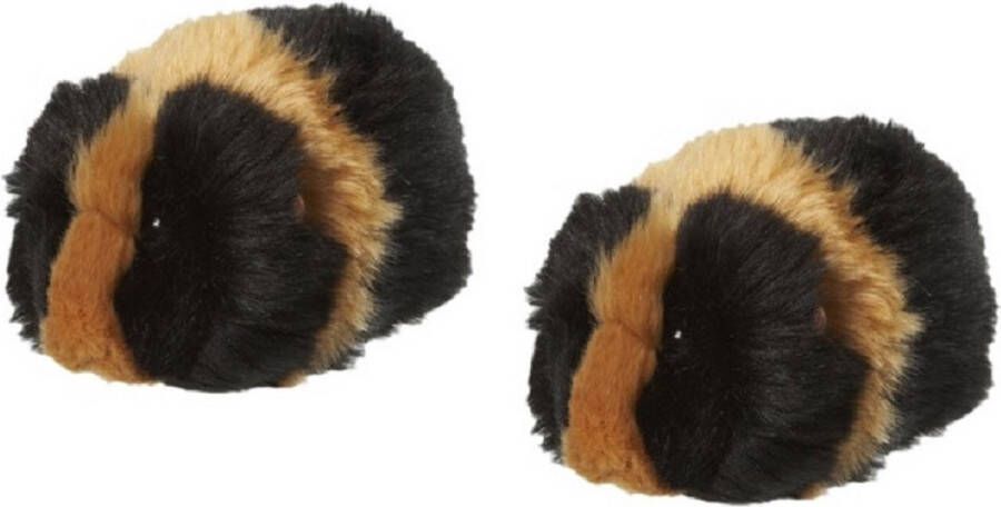 Nature Planet 2x stuks pluche knuffel cavia 13 cm zwart bruin Knuffel huisdieren