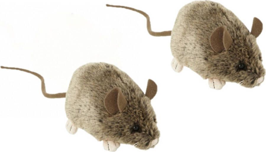 Nature planet 2x stuks pluche knuffel muis muizen van 12 cm Speelgoed dieren voor kinderen