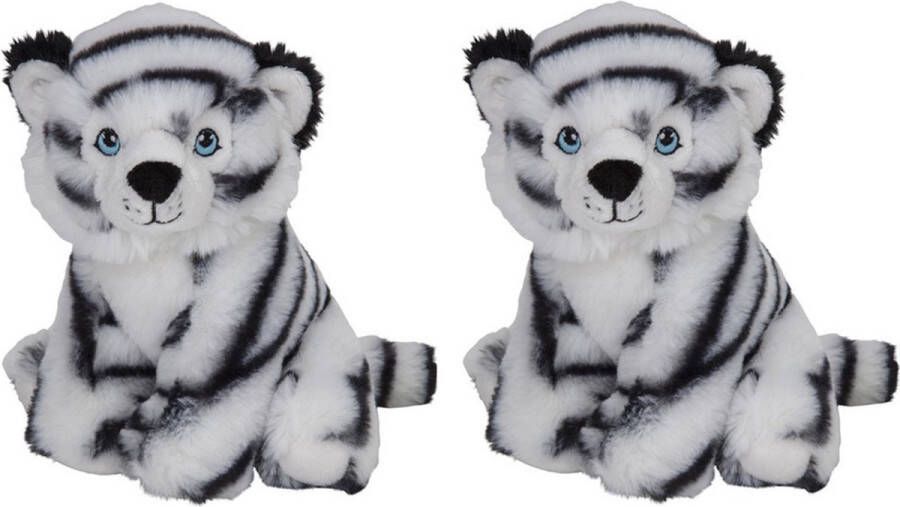 Nature planet 2x stuks pluche knuffel witte tijgers van 16 cm Speelgoed knuffeldieren