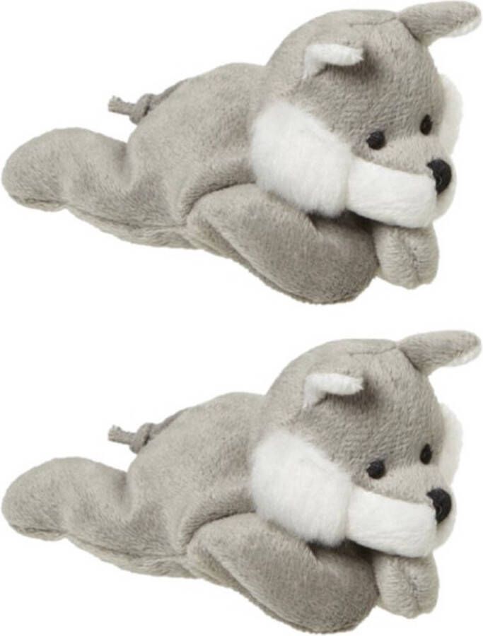 Nature planet 2x stuks pluche Knuffel wolf wolven 13 cm Knuffeldieren