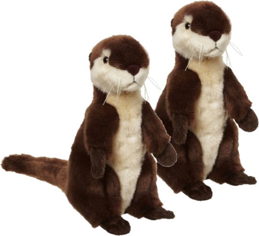 Nature planet 2x stuks pluche otter knuffel dier beest 28 cm Rivier dieren kinder speelgoed knuffels