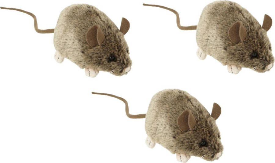 Nature planet 3x stuks pluche knuffel muis muizen van 12 cm Speelgoed dieren voor kinderen
