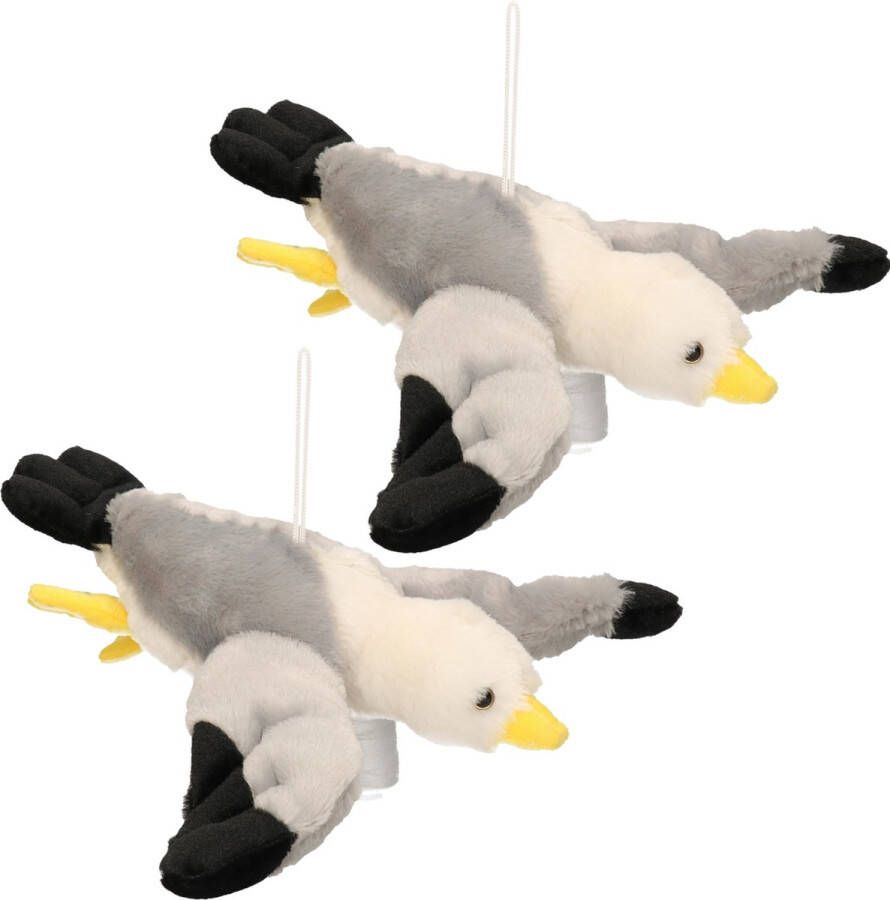 Nature planet 3x stuks pluche vliegende meeuw knuffel 28 cm Vogels decoratie knuffeldieren