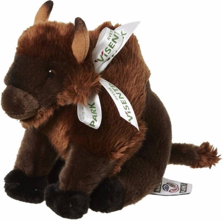 Nature planet Bizon buffel pluche knuffel dier van 18 cm speelgoed wilde dieren
