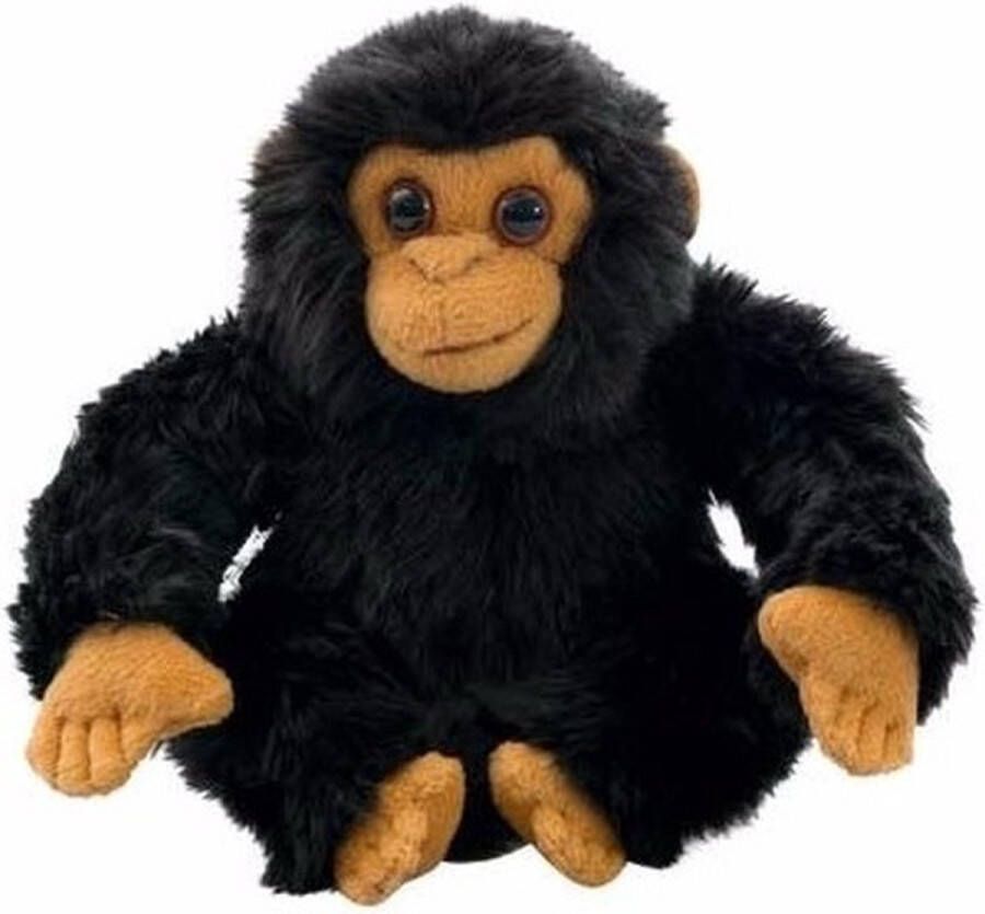 Nature Planet Chimpansee aap knuffeltje knuffeldier zwart stof 18 cm Knuffel bosdieren