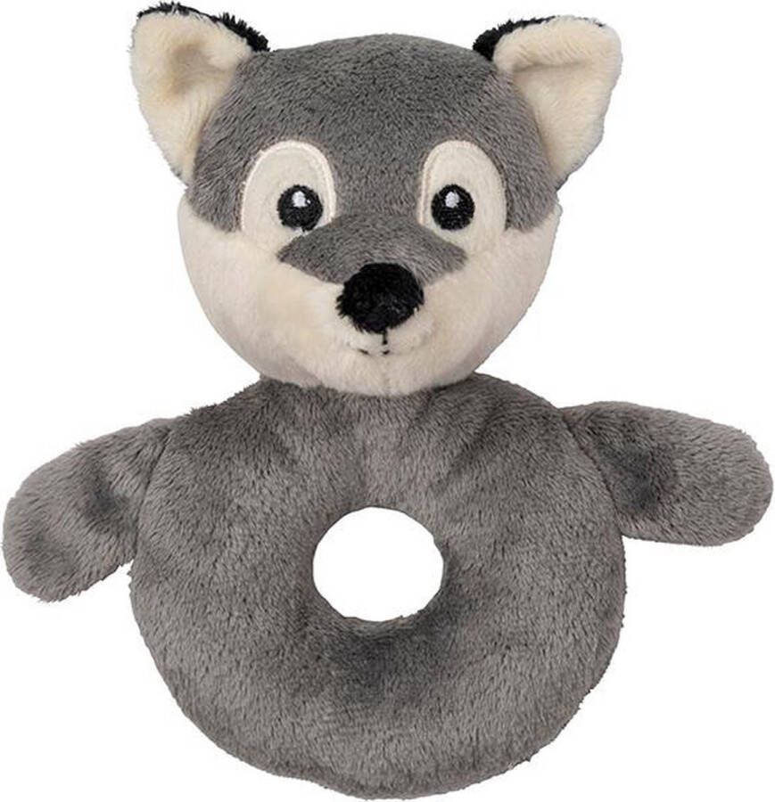 Nature planet Dieren knuffel baby rammelaar wolf grijs 10 x 15 cm Kraamcadeau geboorte