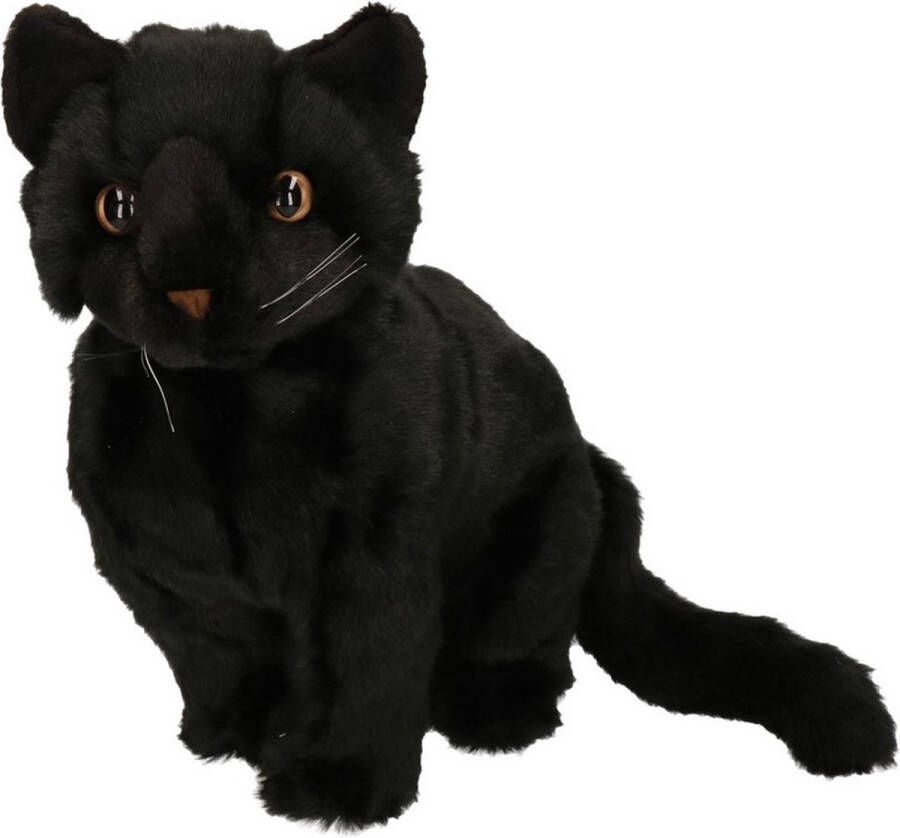 Nature planet Halloween Pluche zittende knuffel kat poes zwart 30 cm katten poezen knuffelbeesten