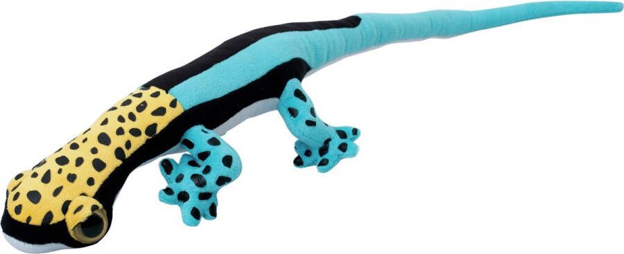 Nature planet Knuffeldier Arizona Gekko Hagedis zachte pluche stof premium knuffels blauw geel 62 cm