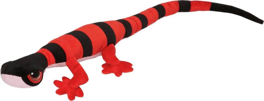 Nature Planet Knuffeldier Gekko Hagedis zachte pluche stof premium knuffels rood zwart 112 cm Knuffeldier