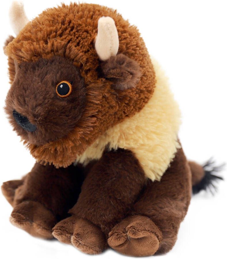 Nature Planet Knuffeldier Bizon zachte pluche stof bruin kwaliteit knuffels 18 cm Knuffeldier