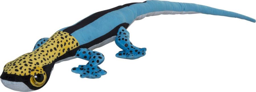 Nature Planet Knuffeldier Gekko Hagedis pluche stof premium knuffels blauw geel 112 cm Knuffeldier