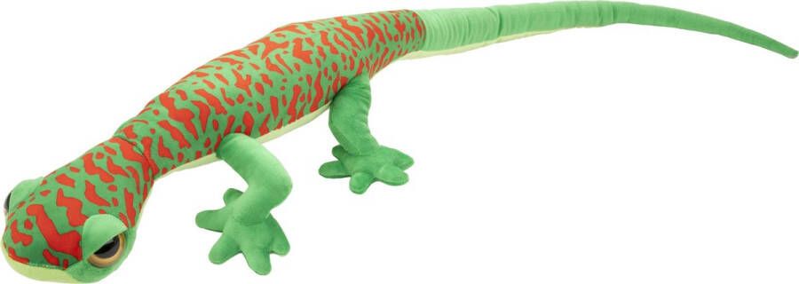 Nature Planet Knuffeldier Gekko Hagedis pluche stof premium knuffels groen rood 112 cm Knuffeldier