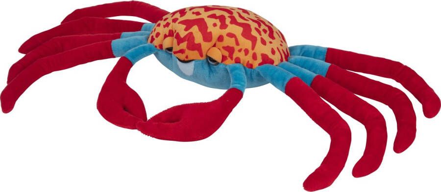 Nature Planet Knuffeldier Krab pluche stof premium knuffels rood blauw 65 cm Knuffel zeedieren