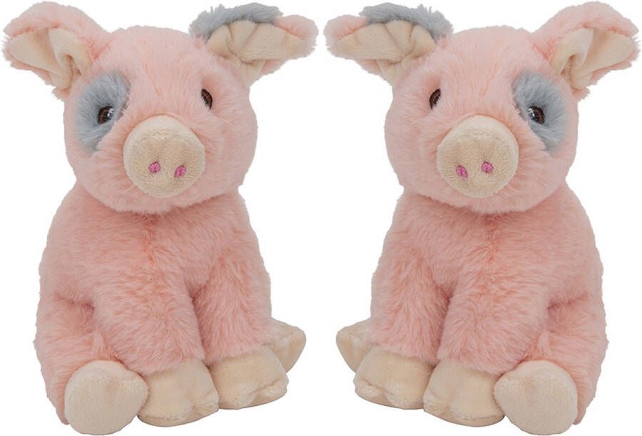 Nature planet Multipak van 2x stuks pluche dieren knuffels Varkens biggetjes van 18 cm Knuffeldieren speelgoed