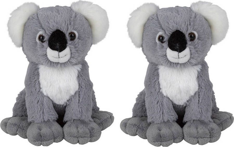 Nature planet Multipak van 2x stuks pluche koala knuffels van 19 cm Papa Mama Kllitteband handjes