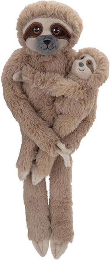 Nature planet Pluche dieren knuffels hangende Luiaard met baby van 48 cm Knuffeldieren speelgoed