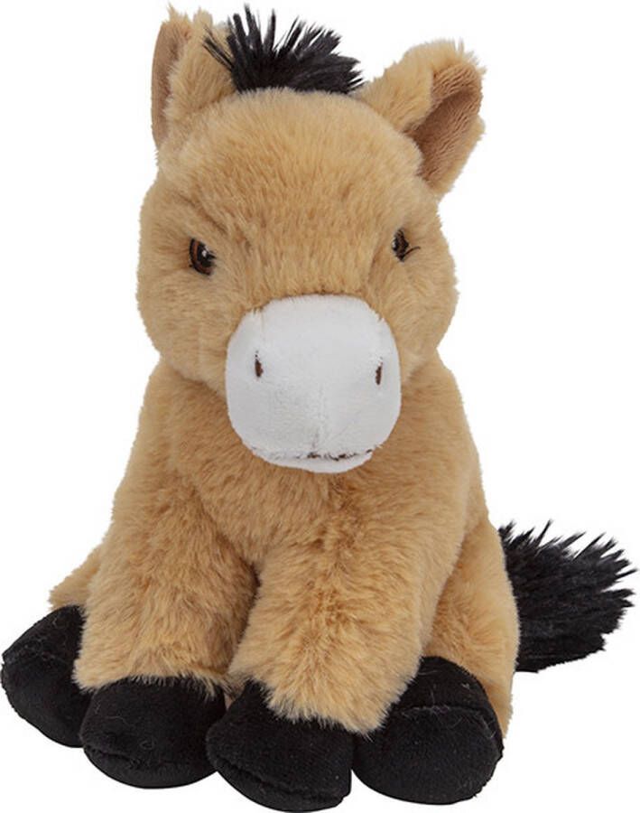 Nature planet Pluche dier knuffel Paard lichtbruin 17 cm Knuffeldieren speelgoed Boerderij