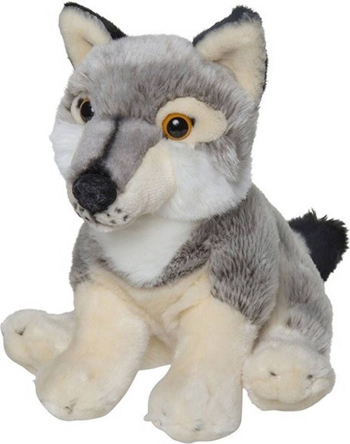Nature planet Pluche grijze wolf knuffel 22 cm Wolven wilde dieren knuffels Speelgoed voor kinderen