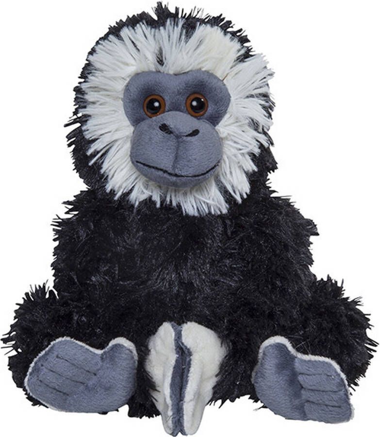 Nature planet Pluche knuffel gibbon aapje zwart van 17 cm Speelgoed knuffeldieren apen Ophangen met klittenband handjes