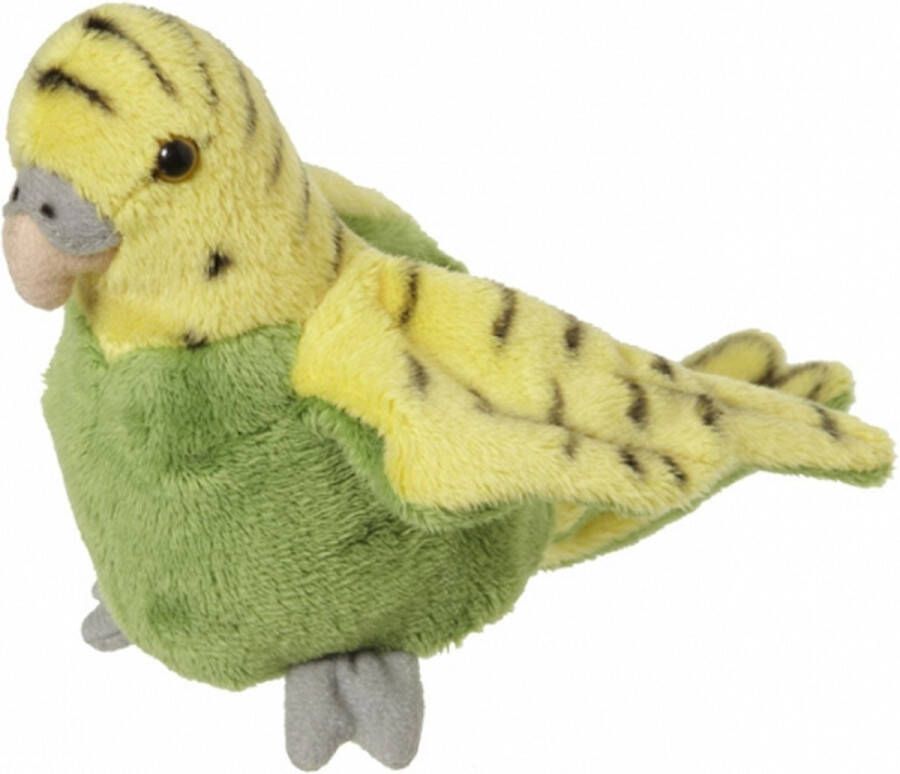 Nature planet Pluche knuffel Parkiet groen 16 cm knuffeldieren Tropische vogels