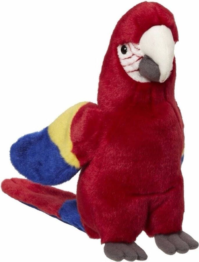 Nature planet Pluche papegaai knuffeldier rood 21 cm Tropische vogels