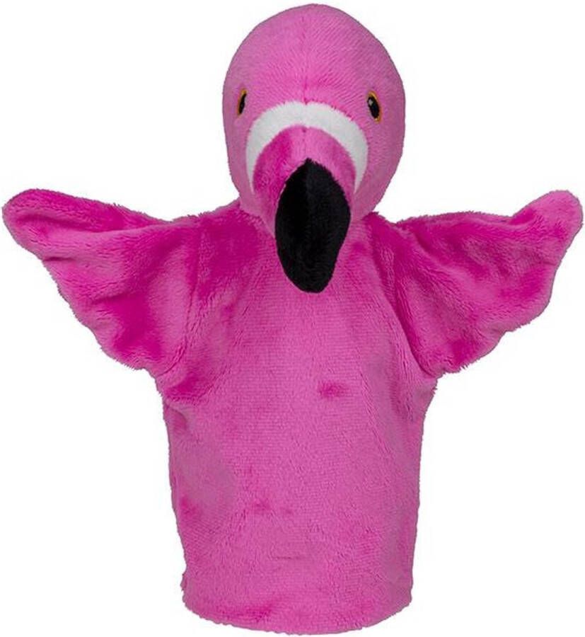 Nature planet Pluche poppenkast handpop flamingo knuffel van 24 cm Kinder speelgoed poppen van dieren vogels