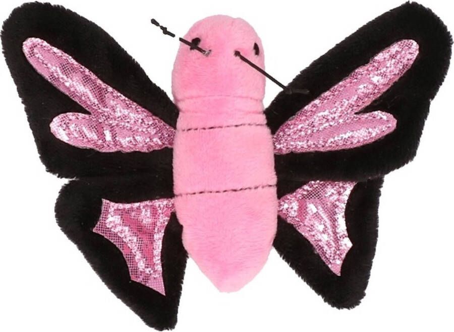 Nature Planet Knuffel roze vlinder 10 cm Knuffeldier