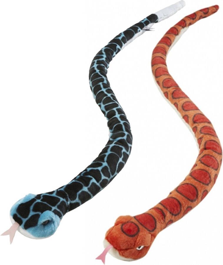 Nature Planet Pluche dieren knuffels 2x slangen van 152 cm Knuffeldier
