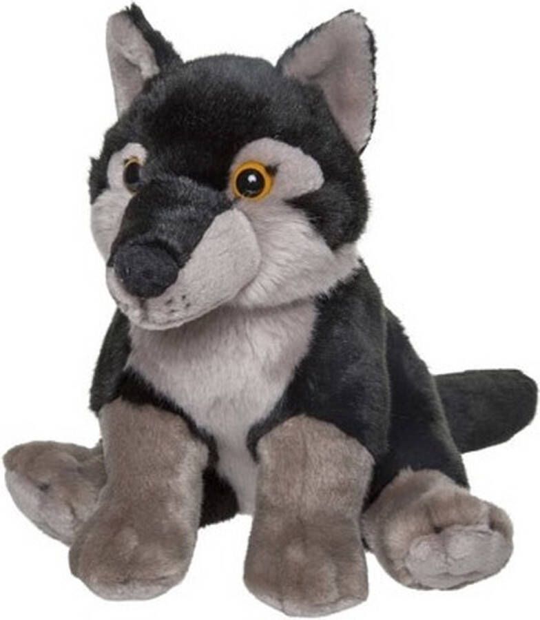 Nature planet Pluche wolf knuffel zwart 24 cm Dieren wolven knuffels speelgoed