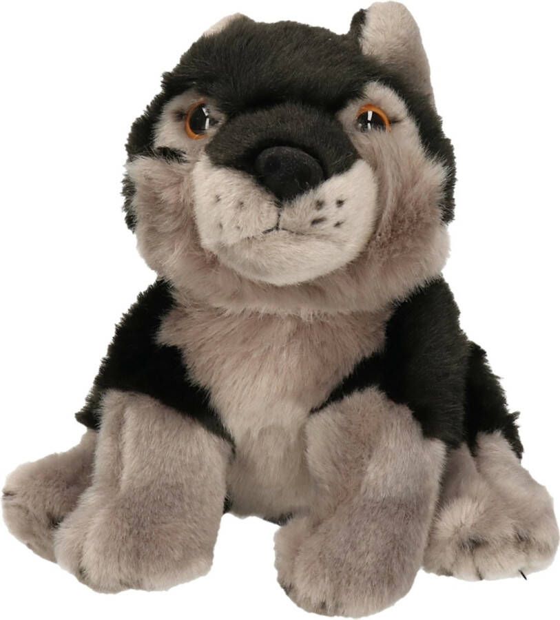 Nature planet Pluche zwarte wolf knuffel 18 cm Wolven wilde dieren knuffels Speelgoed voor kinderen
