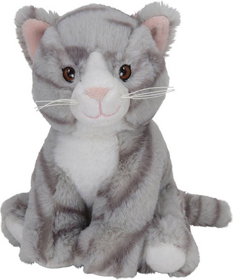 Nature Planet Poes Kat grijs 17 cm pluche dieren knuffels katten Knuffel huisdieren