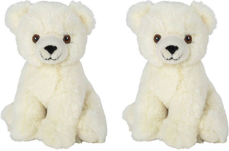 Nature planet Set van 2x stuks pluche knuffel ijsbeer van 16 cm Speelgoed knuffeldieren ijsberen