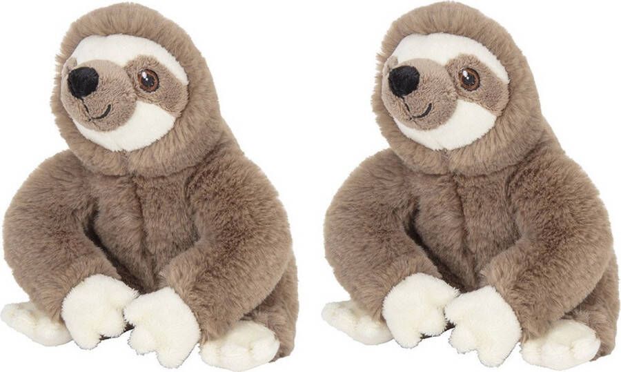 Nature planet Set van 2x stuks pluche knuffel luiaard van 16 cm Speelgoed knuffeldieren