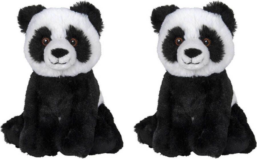 Nature planet Set van 2x stuks pluche knuffel panda beer van 16 cm Speelgoed knuffeldieren