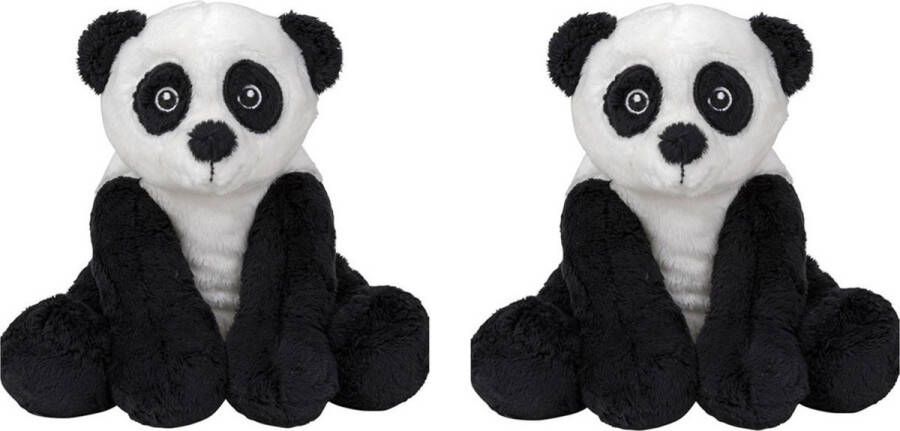 Nature planet Set van 2x stuks pluche knuffel panda beer van 19 cm Speelgoed knuffeldieren pandas